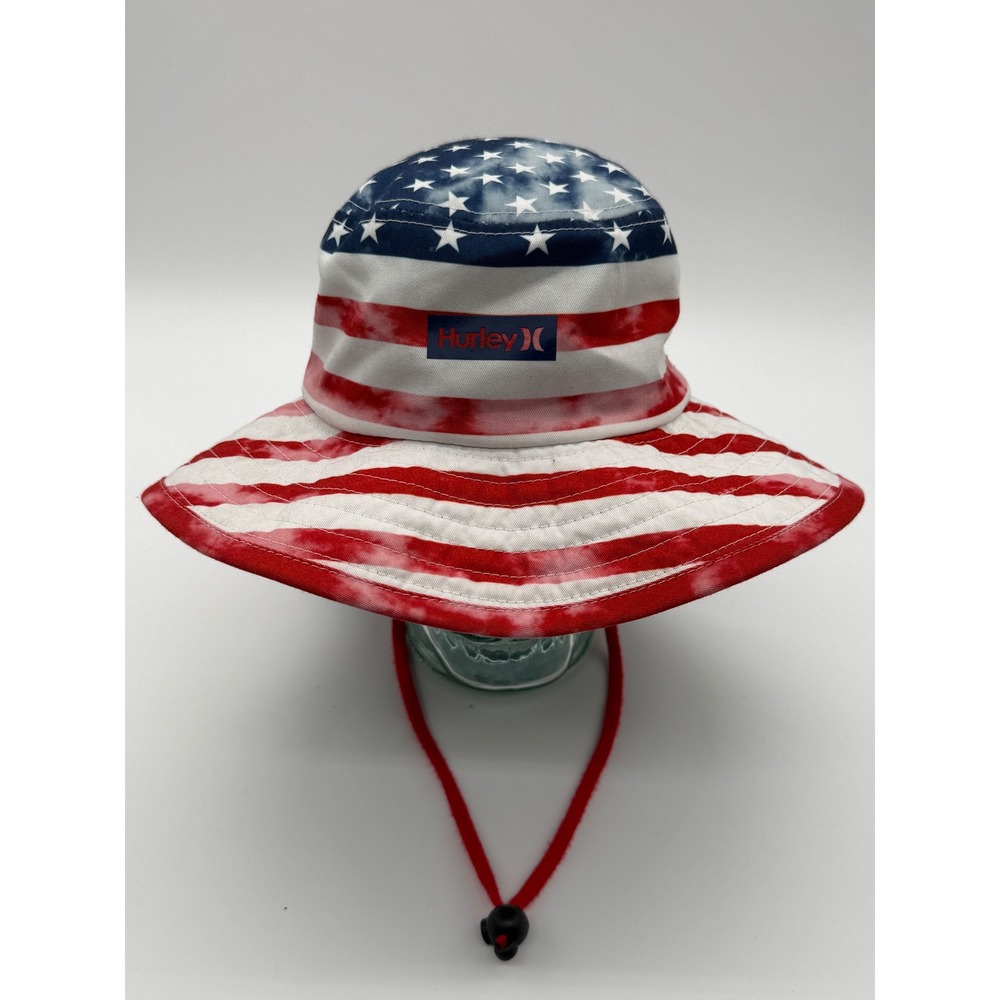 Hurley American Flag Bucket Hat Stars Stripes Tie Dye Sun Boonie S/M CK5240-SM